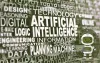 A bunch of words surrounding artificial intelligence, all having to do with it, and a small robot highlighted in the corner